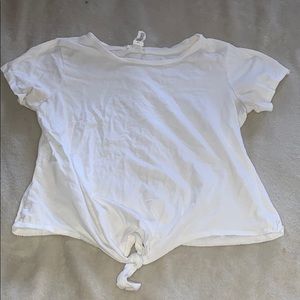 white tee with knit in front